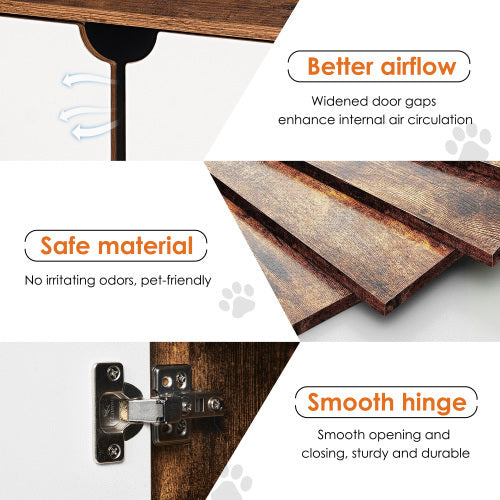 Double Hidden Cat Litter Box Enclosure Cabinet